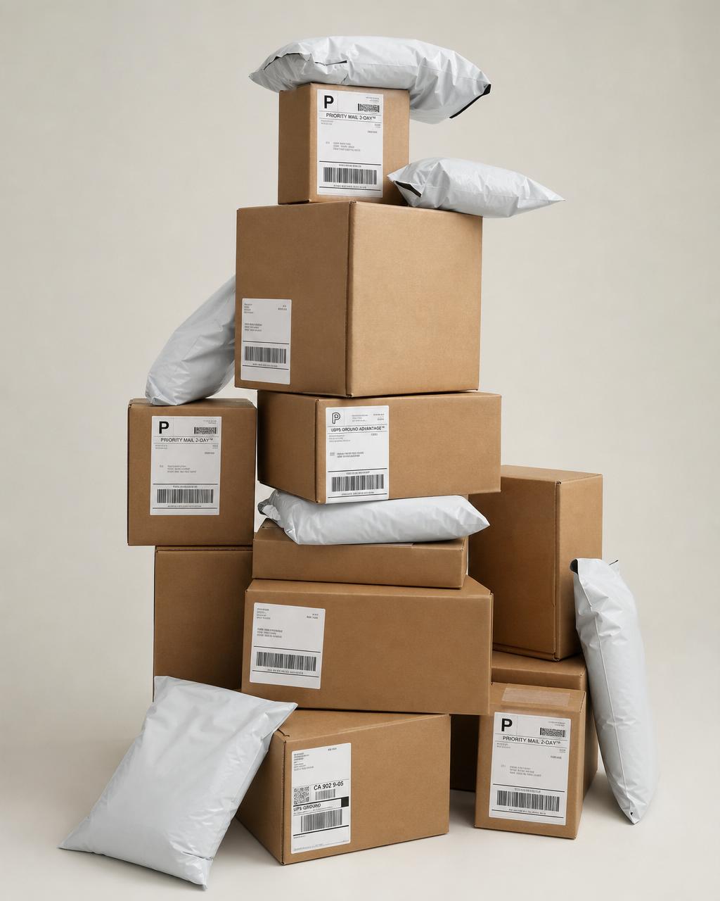 Pilha de pacotes de ecommerce prontos para envio